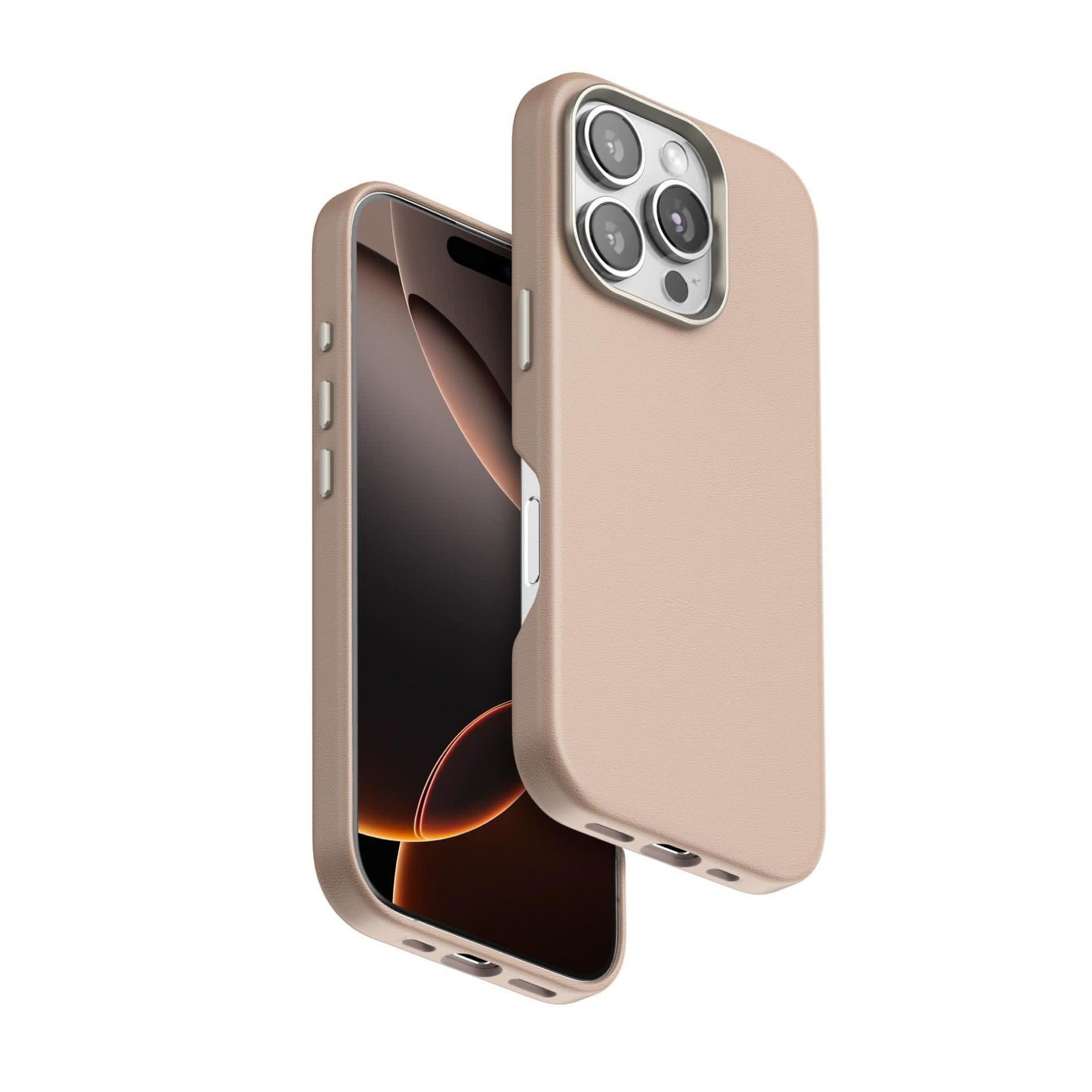 iPhone 16 Pro Leather Case, 100% Genuine Leather Case with Magsafe - Apricot